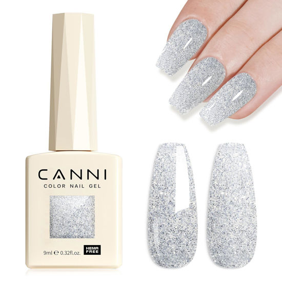 Picture of CANNI Glitter Gel Nail Polish 1pcs 9ml Nail Gel Iron color Glitter Nail Polish Soak Off Uv LED Nail Lamp Dawn Crystal Flash Series Nail Art Manicure Salon DIY Home