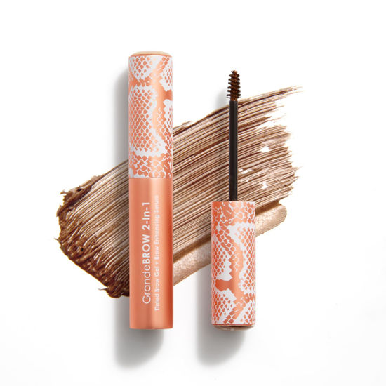 Picture of Grande Cosmetics 2-in-1 Tinted Brow Gel + Brow Enhancing Serum, Thick & Darker Brows, Shape & Fill Brows Effortlessly, Light, Travel Size