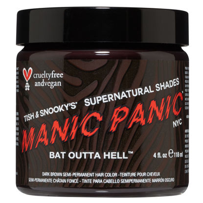 Picture of MANIC PANIC Bat Outta Hell Dark Brown Hair Dye - Supernatural - Semi Permanent Dark Espresso Brown Hair Color For Women And Men - Vegan, PPD & Ammonia Free (4oz)