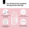 Picture of Beetles Tipex Instant Apex Nail Tips Almond Medium-Pre-Building & Pre-Etched Strong Thick Acrylic Nail Tips,16 Sizes for Flat Nails, Press on Nails 192 Pieces Valentine's Day Gift for Women