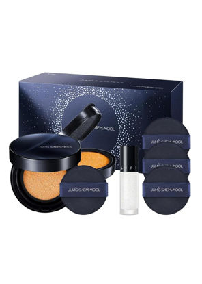 Picture of [JUNGSAEMMOOL OFFICIAL] Essential Skin Nuder Cushion Special Set (Medium) | Nuder Cushion Navy Edition (Refill included) + Lip-Pression Glittering Topper (2g) + Navy Cushion Puffs (3pcs)