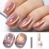 Picture of Double Rhythm 15ML Ice Glass Cat Eye Gel Polish with Magnet Holographic Glitter Shimmer Translucent Sheer Color Salon Soak Off Magnetic Nail at Home (Dark Violet-MC1129)