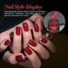 Picture of Born Pretty Burgundy Red Gel Nail Polish Set Ruby Red Glitter Cat Magnetic Eye Gel Nail Polish Christmas Blood Red Cherry Wine Red Gel Polish Collection Soak Off Gel Nail Kit Minicure DIY Gifts 6PCS