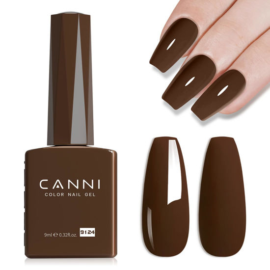 Picture of CANNI Dark Brown Gel Polish, 1Pcs Gel Polish Brown Irish Coffee Brown Nail Polish Gel High Gloss Soak Off U V Gel Nail French Nail Manicure Salon DIY