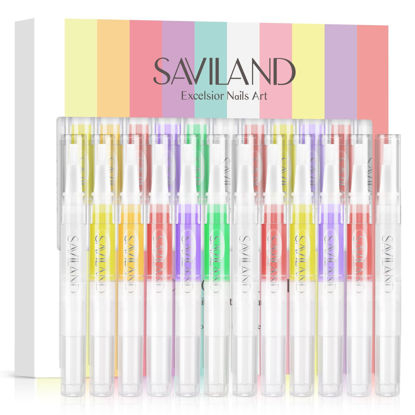 Picture of SAVILAND Natural Cuticle Oil Pen: 12PCS Revitalizing Cuticle Oil for Nails with Vitamin E For Repair Cuticles Overnight Cuticle Softener Nail Strengthener Protector for Damaged Skin Thin Nail