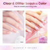 Picture of MIZHSE 2PCS Solid Builder Gel for Nails: 30g/1oz Clear & Pink Glitter Hard Gel for Nails 3D Nail Gel with Nail Forms 3D Silicone Mold Soak off U V Nail Builder Gel for Nail Art Manicure Home DIY