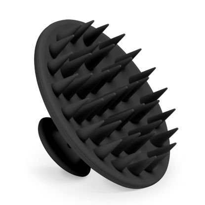 Picture of Meartchy Silicone Scalp Massager Shampoo Brush, Scalp Brush for Hair Growth & Dandruff Removal, Hair Scrubber Scalp Stimulator Exfoliator Brush with Soft Bristles for Wet Dry Scalp Care (Black)