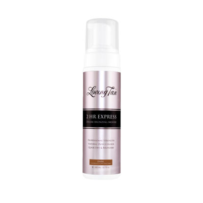 Picture of Loving Tan 2 HR Express Mousse, Dark- Streak Free, Natural looking, Professional Strength Sunless Tanner - Up to 5 Self Tan Applications per Bottle, Cruelty Free, Naturally Derived DHA - 6.7 FL Oz