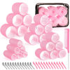 Picture of 4 Sizes Self-Grip Hair Rollers Set for Long, Short Hair and Bangs - 50 Pcs with Clips (25mm, 36mm, 48mm, 60mm), Pink