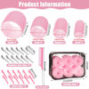 Picture of 4 Sizes Self-Grip Hair Rollers Set for Long, Short Hair and Bangs - 50 Pcs with Clips (25mm, 36mm, 48mm, 60mm), Pink