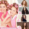 Picture of 4 Sizes Self-Grip Hair Rollers Set for Long, Short Hair and Bangs - 50 Pcs with Clips (25mm, 36mm, 48mm, 60mm), Pink