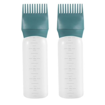 Picture of Pimoys Hair Oil Applicator Bottle 6 Ounce, 2 Pack Root Comb Applicator Bottle Hair Dye Bottle Oiling Applicator Brush with Graduated Scale, Dark Blue