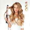 Picture of Lanvier 1.25 Inch Clipped Curling Iron with Extra Long Tourmaline Ceramic Barrel, Professional Hair Curler up to 450°F Dual Voltage for Traveling, Hair Waving Style Tool for Girls & Women-Rose Gold