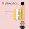 Picture of Lanvier 1.25 Inch Clipped Curling Iron with Extra Long Tourmaline Ceramic Barrel, Professional Hair Curler up to 450°F Dual Voltage for Traveling, Hair Waving Style Tool for Girls & Women-Rose Gold