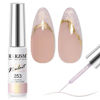 Picture of RARJSM Pearl Gold Gel Liner Nail Art Pearlescent Milky Light Purple White Golden Shell Glitter Swirl Effect Gel Nail Polish 8ml Build in Thin Brush Painted Drawing Striper Gel Polish Curing Requires