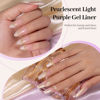 Picture of RARJSM Pearl Gold Gel Liner Nail Art Pearlescent Milky Light Purple White Golden Shell Glitter Swirl Effect Gel Nail Polish 8ml Build in Thin Brush Painted Drawing Striper Gel Polish Curing Requires