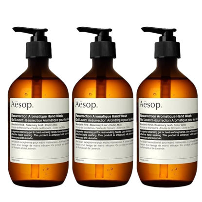 Picture of Aesop Resurrection Aromatique Hand Wash | Gentle Cleanser with Orange, Rosemary and Lavender Oils | 16.9 oz, Pack of 3
