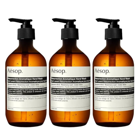 Picture of Aesop Resurrection Aromatique Hand Wash | Gentle Cleanser with Orange, Rosemary and Lavender Oils | 16.9 oz, Pack of 3
