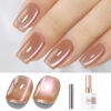 Picture of Double Rhythm 15ML Ice Glass Cat Eye Gel Polish with Magnet Holographic Glitter Shimmer Translucent Sheer Color Salon Soak Off Magnetic Nail at Home (Dark Orange-MC1127)