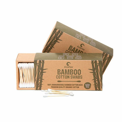 Picture of Bamboo Cotton Swabs 1000 Count | Biodegradable & Organic Wooden Cotton Buds | Double Tipped Ear Sticks | 100% Eco-Friendly & Natural! | Perfect for Ear Wax Removal, Arts & Crafts, Fine Cleaning