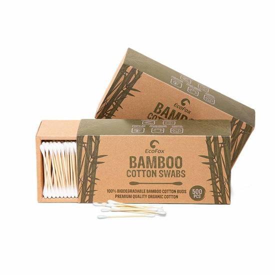 Picture of Bamboo Cotton Swabs 1000 Count | Biodegradable & Organic Wooden Cotton Buds | Double Tipped Ear Sticks | 100% Eco-Friendly & Natural! | Perfect for Ear Wax Removal, Arts & Crafts, Fine Cleaning