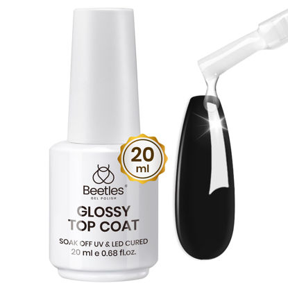 Picture of Beetles Gel Polish Top Coat: 20ml Glossy Top Coat Clear Gel Top Coat High Gloss Shiny Finish and Long Lasting, No Wipe Soak Off UV & Nail Lamp Big Volume for Gel Nails Art DIY Valentine's Day Gifts