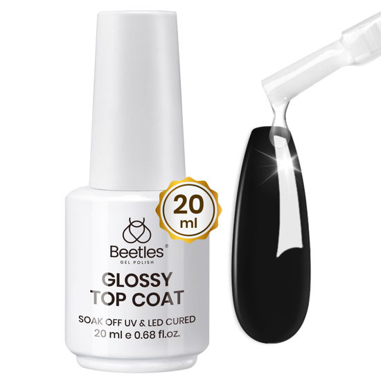 Picture of Beetles Gel Polish Top Coat: 20ml Glossy Top Coat Clear Gel Top Coat High Gloss Shiny Finish and Long Lasting, No Wipe Soak Off UV & Nail Lamp Big Volume for Gel Nails Art DIY Valentine's Day Gifts