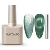 Picture of MAYCHAO 15ML Cat Eye Gel Nail Polish 1Pc Light Green Gel Polish with Magnet Soak off Holographic Magnetic Nail Polish for Nail Art Manicure Salon DIY at Home, 0.5 OZ