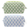 Picture of PAZIMIIK Checkered Makeup Bag for Purse Portable Zipper Make Up Pouch Small Cosmetic Case for Travel Accessories (2PCS Blue Light Green)