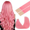 Picture of GOO GOO Tape in Hair Extensions Human Hair, Peach Pink, 20inch 30g 10pcs, Colored Tape ins Human Hair Extensions, Silky&Soft Invisible Tape Ins, Hair Highlighted for Party