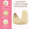 Picture of GOO GOO Tape in Hair Extensions Human Hair, R7/60F 14inch 50g 20pcs, Thick Ends Straight Seamless, Invisible Tape in Hair Extensions Human Hair