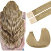 Picture of GOO GOO Tape in Hair Extensions Human Hair, 7 Bronde,22inch 30g 10pcs, Thick Ends Straight Seamless Tape in, Invisible Tape in Hair Extensions Human Hair