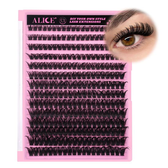 Picture of 280Pcs Wispy Individual Lashes DIY Eyelash Extensions 8-16MM Fluffy D Curl Lash Extensions Lash Clusters 80D Cluster Eyelashes DIY at Home by ALICE
