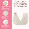 Picture of GOO GOO Tape in Hair Extensions Human Hair, 1000 16inch 50g 20pcs, Thick Ends Straight Seamless, Invisible Tape in Hair Extensions Human Hair