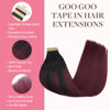 Picture of GOO GOO Tape in Hair Extensions Human Hair, 1/99 Balayage Jet Black to Red, 24inch 100g 40pcs, Thick Ends Straight Seamless Tape in, Invisible Tape in Hair Extensions Human Hair