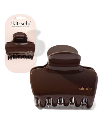 Picture of Kitsch Plastic Puffy Claw Clip for Women - 3.15 Inches Claw Clips for Full or Half Ponytail, Secure Hold for Thick Hair, Ideal for Everyday Use, Stylish Hair Accessories - Chocolate, 1pc