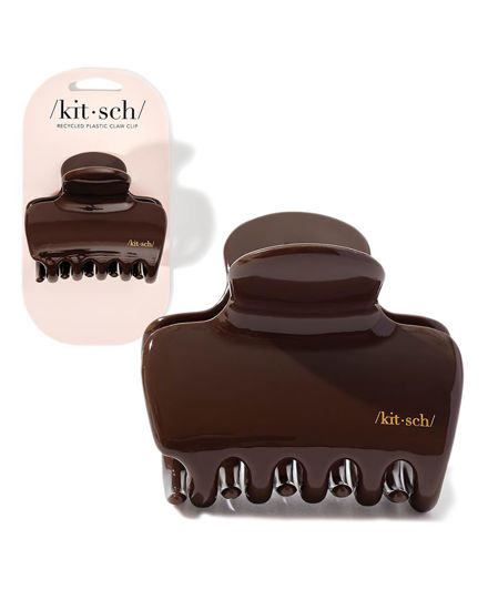Picture of Kitsch Plastic Puffy Claw Clip for Women - 3.15 Inches Claw Clips for Full or Half Ponytail, Secure Hold for Thick Hair, Ideal for Everyday Use, Stylish Hair Accessories - Chocolate, 1pc