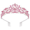 Picture of Didder Silver Tiaras and Crowns for Women, Pink Crystal Tiara Crowns For Women Girls Elegant Crown with Combs Princess Crown Tiara Birthday Crowns for Women Bridal Wedding Prom Birthday Party