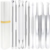 Picture of Pimple Popper Tool Kit - Boxoyx 10 Pcs Blackhead Remover Comedone Extractor Kit with Metal Case for Quick and Easy Removal of Pimples, Blackheads, Zit Removing, Forehead,Facial and Nose(All Silver)