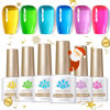 Picture of Born Pretty Jelly Gel Nail Polish Ice Jelly Neon Christmas Gel Polish Crystal Transparent Gel Polish Set Yellow Green Blue Purple Hot Pink Nail Art Varnish Manicure 6PCS Halloween's Collection Gift