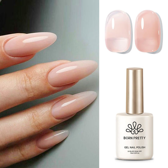 Picture of Born Pretty Jelly Gel Nail Polish Jelly Nude Gel Polish Sheer Translucent Skin Stone Natural Soak Off Hema-Free Gel Polish Nail Art DIY 15ML