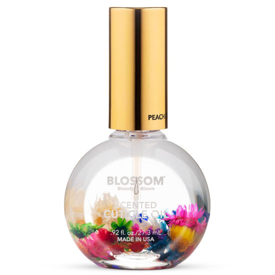 Picture of Blossom Scented Cuticle Oil, Infused with Real Flowers, Hydrating, Moisturizing, Strengthening, Made in USA, 0.92 fl. oz, Juicy Peach