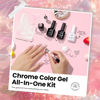 Picture of Beetles Pearl Chrome Nail Powder Gel Nail Polish Set, Glazed Donut Mirror Effect with Silicone Nail Brush, Liquid Peel Off Latex Tape Top Coat&Base Coat