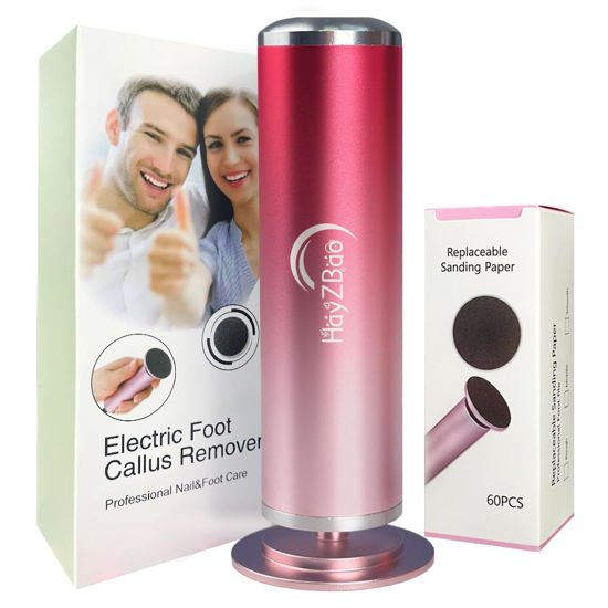 Picture of HayZBao High Torque Electric Foot File - Callus Remover for Feet,Adjustable Speed Foot File with 60 Pcs Sandpaper Discs,Professional Pedicure Tool for Dead Skin and Calluses (Gradient Pink)