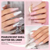 Picture of RARJSM Pearl Nail Art Gel Liner 2 Pcs Set Pearlescent Milky Silver White and Pink Shell Glitter Swirl Effect Gel Nail Polish 8ml Build in Thin Brush Painted Drawing Striper Gel Polish Curing Requires