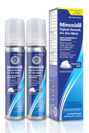 Picture of Taro Minoxidil Topical Aerosol Foam, 5%, Hair Regrowth 2 Months Treatment for Men, 2.11 oz (2 Pack)