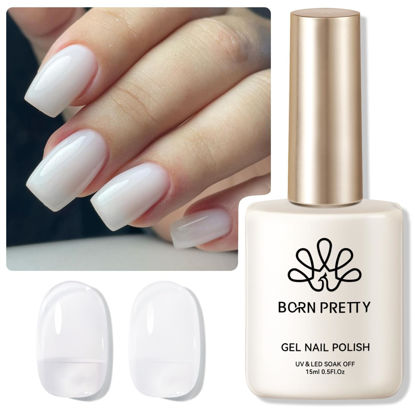 Picture of Born Pretty Milky White Gel Nail Polish Jelly White Sheer Translucent Neutral Gel Polish Hema-Free Soak Off Nail Art Gel 0.5Oz 15ml, 0.54 Fl Oz