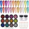 Picture of Fcozpjk Chrome Nail Powder Set 12 Colors Gold Silver Bronze Chrome Powder for Nails Metallic Nail Glitter Red Green Blue Mirror Rub Pigment with 2PCS Extra Fine White Sugar Powder Nail Design