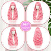 Picture of BUPPLER Cosplay Long Pink Wig 29 Inch Middle Part Synthetic Wig Realistic Gifts Party Wigs for Women Daily Use Colorful Wigs (Pink)