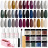 Picture of AZUREBEAUTY Dip Powder Nail Kit Starter 20 Colors Glitter Dark Green Grey Purple Fall Winter 31 Pcs Dip Powder Liquid Set with Top/Base Coat Activator for French Nails Art Manicure DIY Salon Gift